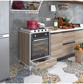 Resim Kenzlife Ankastre Modülü Kabini Argon Crd Fırın Ocak Dolabı Çekmeceli Sabit Tabla 