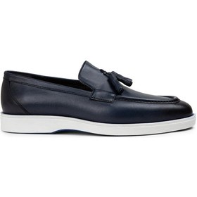 Resim Deery Hakiki Deri Mavi Erkek Loafer Ayakkabı - 01958mmvıc01 Mavi 