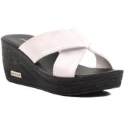 Resim Pierre Cardin Pc-6953 Beyaz Dolgu Topuk Kadın Terlik 