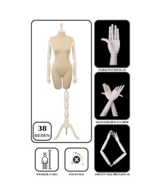 Resim 38 Beden Ahşap Kollu Pantolon Giyebilen Terzi Mankeni Vitrin Mankeni 4827 