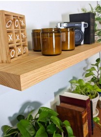Resim Dekoratif Doğal Ahşap Tek Li 125 X 25 X 4 Cm Gizli Aparatlı Raf Kahverengi 