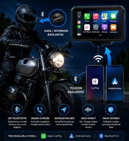 Resim Store 5.5 İnç Su Geçirmez Motosiklet CarPlay Android Auto Navigasyon Ekranı 