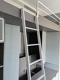 Resim Ranza Merdiveni Beyaz Evrensel Yatak Ranza Merdiveni, Kaymaz Emniyetli Değiştirilebilir RV Ranza Merdiveni, Kampçı Kancalı Tırmanma Merdiveni - 45"/50"/55"/59" (Boyut: 130 cm/50) 