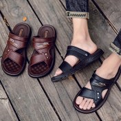 Resim Erkek Vintage Retro Tarzı Burnu Açık Nefes Alabilen Sandalet, Rahat Kaymaz Günlük Dayanıklı Yaz Yürüyüş Ayakkabısı, Erkek Ayakkabı 
