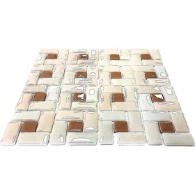 Resim MozaiKristaL Mutfak Tezgah Arası, Banyo, Sauna, Spa, ve Yaşam Alanlarının Tüm Yüzeyleri İçin. P.krem-A.kahve. 31.5X31.5 Cm. Fileli Cam Mozaik. ( 10 File Karo = 1 M2 Fiyatıdır ) 