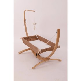 Resim Bebekonfor Ahşap Bebek Hamağı Minderli Hamak Beşik 66 cm x 150 cm Kolay Kurulum Özelliği ile 
