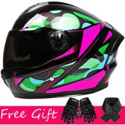 Resim Ginding Dört Mevsim Tam Korumalı Motosiklet Kaskı Erkek ve Kadın Binicilik Kask Seti (Yurt Dışından) 