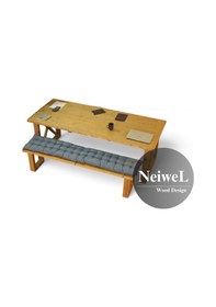 Resim Neiwel Niel Doğal Ahşap Banklı Toplantı Masasıı x 80 x 140 Açık Ceviz 