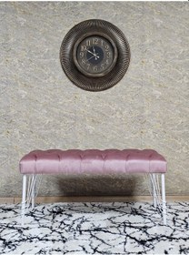 Resim Zafir Beyaz Boyalı Tel Ayaklı 90 Cm Puf Bench - Puf - Bench - Kasalı Oturak - Oturak - Yatak Ucu Puf Pembe 