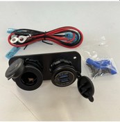 Resim Gaojunshop01 1 Set Siyah Evrensel 12v/24v Çakmaklık Dual Qc3.0 Usb Voltmetreli Dokunmatik Anahtarlı Abs Araç Şarj Aleti 