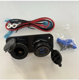 Resim Gaojunshop01 1 Set Siyah Evrensel 12v/24v Çakmaklık Dual Qc3.0 Usb Voltmetreli Dokunmatik Anahtarlı Abs Araç Şarj Aleti 