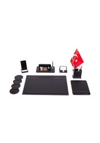 Resim Bayraklı Deri Sümen Takımı Masa Isimliği Deri Sümen Seti 