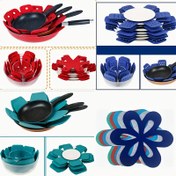 Resim 12 adet Altıgen Olmayan Pot Tutucuları, Masa Örtüleri, Yalıtım Pedleri, Dış Mekan Pişirme ve Sıcaklık için Çok Renkli Altıgen Placemats 