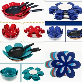 Resim 12 adet Altıgen Olmayan Pot Tutucuları, Masa Örtüleri, Yalıtım Pedleri, Dış Mekan Pişirme ve Sıcaklık için Çok Renkli Altıgen Placemats 