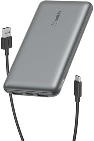 Resim Belkin 10000mAh powerbank, 1 USB-C portu ve 2 USB-A portu bulunan 10K USB-C taşınabilir şarj cihazı, iPhone, Samsung Galaxy, AirPods, iPad için 15W'a kadar şarj sağlayan pil takımı - Uzay Grisi 