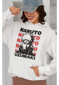 Resim Sevbano Shisui Uchiha Baskılı Unisex Oversize Naruto Anime Karakter Hoodi beyaz 