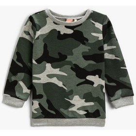 Resim Koton Uzun Kollu Sweatshirt Baskılı Bisiklet Yaka Gri Desenli 3wmb10053tk 3WMB10053TK0D4 Gri 