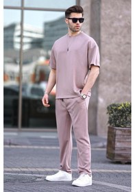 Resim Madmext Bej Oversize Kısa Kollu Eşofman Takımı 5954-bej Bej 