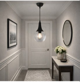 Resim Tt601-1-fullsy Tt Aydınlatma Mat Siyah Tekli Uzun Hunili Avize Siyah 