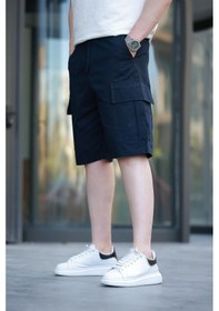 Resim Madmext Lacivert Kargo Cepli Erkek Şort E6571 Lacivert 