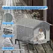 Resim Oxford Kumaş Dış Mekan Kedi Evi Standı ile, Kalınlaştırılmış Polar Mat, Alüminyum Folyo Yalıtım, Kedi Barınağı, 3 Boyutta Mevcut, Kediler Rüzgar ve Yağmurdan Korkmuyor (Mat Rengi Rastgele), Rüzgar Geçirmez Barınak, Hava Geçirmez Barınak, Vintage Barınak, Sağlam Ahşap Stand, Dayanıklı Yalıtım, Çoklu Evcil Hayvan Barınağı, Yoksul Kediler 