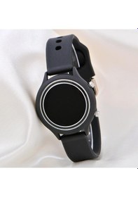 Resim Kadın Saati Siyah Renk Silikon Kordonlu Tuşlu Led Unisex Çocuk Bileklik Saat St-304169 