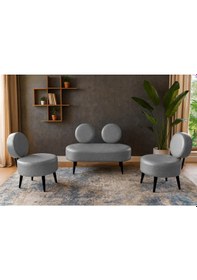 Resim Dünya Modern Deri Koltuk Takımı Şıklık Ve Konforun Buluşması Ofis & Ev Siyah Ayak Gri Gri 