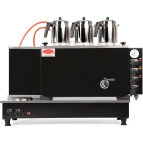 Resim Tiryaki 3 Demlikli Statik Tam Otomatik Çay Kazanı (Gaz+Elk) Semaver Çaymakinesi 