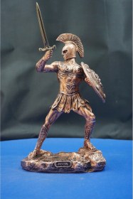 Resim Truva Prensi Hektor Heykel Biblo Güç Ve Cesareti Yansıtan Dekoratif Aksesuar 25 Cm Bronz 