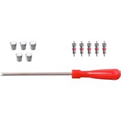Resim JuneThree Lastik Acil Onarım Seti Metal Sibop Kapağı Sibop İğnesi Sibop Tornavida Pafta Aleti (Lüks Paket) 