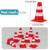 Resim Mini Trafik Konileri Seti, Reçine Simülasyon Yolu Barikatları, Bahçe Dekoru, Rol Yapma Aksesuarları, Elektrik Gerektirmez, 2.5cm/0.98in Yükseklik 