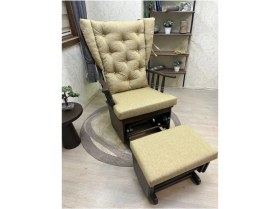 Resim Asedia Mama Puflu Ceviz Sarı Minderli Sallanan Sandalye Emzirme Koltuğu 