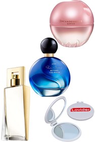 Resim Avon Attraction + Far Away Moon + Incandessence Lotus EDP 50ml Kadın Parfüm 3'lü Set + Lovider Cep Aynası 