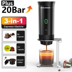 Resim Planet Tech 3'ü 1 Arada Kablosuz Taşınabilir Kahve Makinesi, 20 Bar, Nespresso Kapsülleriyle Uyumlu, Dolce Gusto, Çekilmiş Kahve, - Siyah 