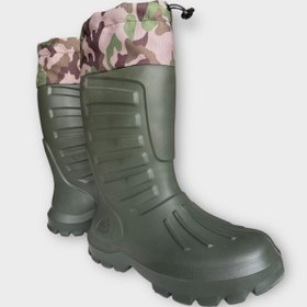 Resim Liger Termal Kamuflaj Desen Eva Kauçuk Ev Bahçe Hobi Avcı Çizmesi HAKİ 