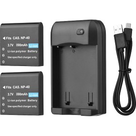 Resim Shineyee Np-40 Pil Şarj Cihazı İle 2 Adet 3.7v 800mah Pil, Micro Usb Şarj Kablosu Dahil 