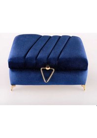 Resim Çizgili Kutu Çeyizlik, Seccade + Tesbih + Kuran Hediye Seti Çanta Boy, Kadife, Lacivert, Elif-vav 