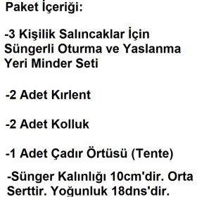 Resim Mandaş Süngerli 3 Kişilik Salıncak Minder Seti-ingilizgülü Pembe 