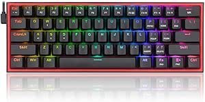 Resim Redragon K617-RGB 16,8 Milyon RGB Aydınlatma, Red Switch Fizz%60 Q Türkçe Kablolu Mekanik Oyuncu Klavyesi Siyah 