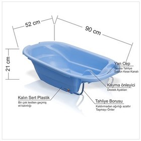 Resim M3 En Kaliteli Sağlam 90 Cm Su Tahliye Borulu Kaydırmaz Bebek Küveti 