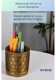 Resim Kalemlik Masa Kalemliği Organizer Kalemlik Altın Eskitme Renk Model 81 Çok Renkli 