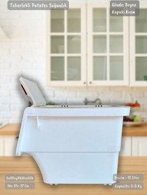Resim Tekerlekli Sebzelik Bpa Free Soğanlık Patates Soğan Sepeti Organizer Beyaz Krem Motek 12 Lt Krem-beyaz 
