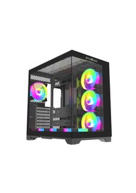 Resim Strong Syrax 7x 120 Mm Fanlı Rgb Led Buton Kontrol Atx Akvaryum Siyah Gaming Bilgisayar Kasası Powersız 