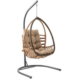 Resim ReHome Malta Tek Kişilik Rattan Bahçe Salıncağı | Açık Kahve 