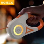 Resim ROJECO 4.88 metre Geri Çekilebilir Köpek Tasma LED Fenerli - Eller Serbest, Tek Düğme Fren & Kilit, Gece Yürüyüşleri & Koşular için Dayanıklı Naylon, Eller Serbest Tasma | Fonksiyonel Tasarım | Rahat Tutuş 