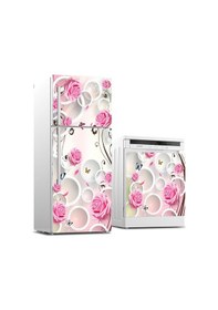 Resim Buzdolabı Ve Bulaşık Makinası Beyaz Eşya Sticker Kaplama Yuvarlak Gül 