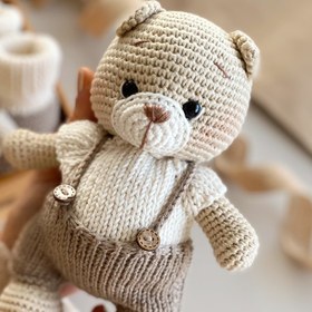 Resim Amigurumi Tulumlu Ayıcık Oyuncağım Bej - Oyuncak 