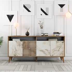 Resim Variant Mobilya Milan 160cm Konsol - Ceviz / Beyaz Mermer 