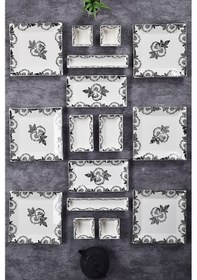 Resim Piatti Naturali 16 Parça 6 Kişilik Black Rose Kahvaltı Takımı Handmade Sunum Seti Siyah 