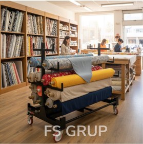 Resim FSHOME FS GRUP | Metal Profilli Endüstriyel Taşıma Arabası- Kumaş, Rulo ve Malzeme Taşıma Platformu 